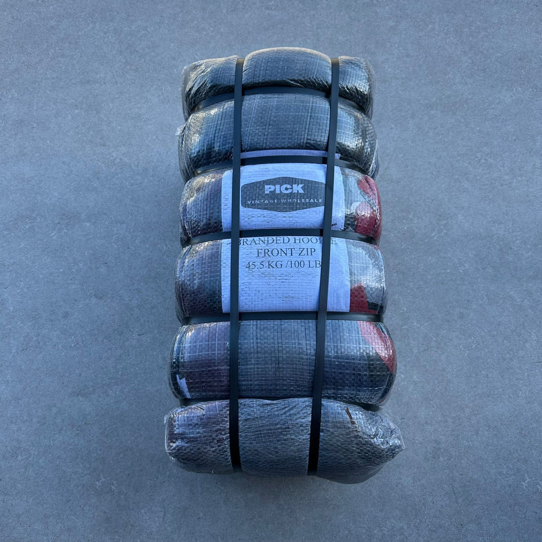 Unopened 45.5kg Bale of Branded Hoodies Zip Front