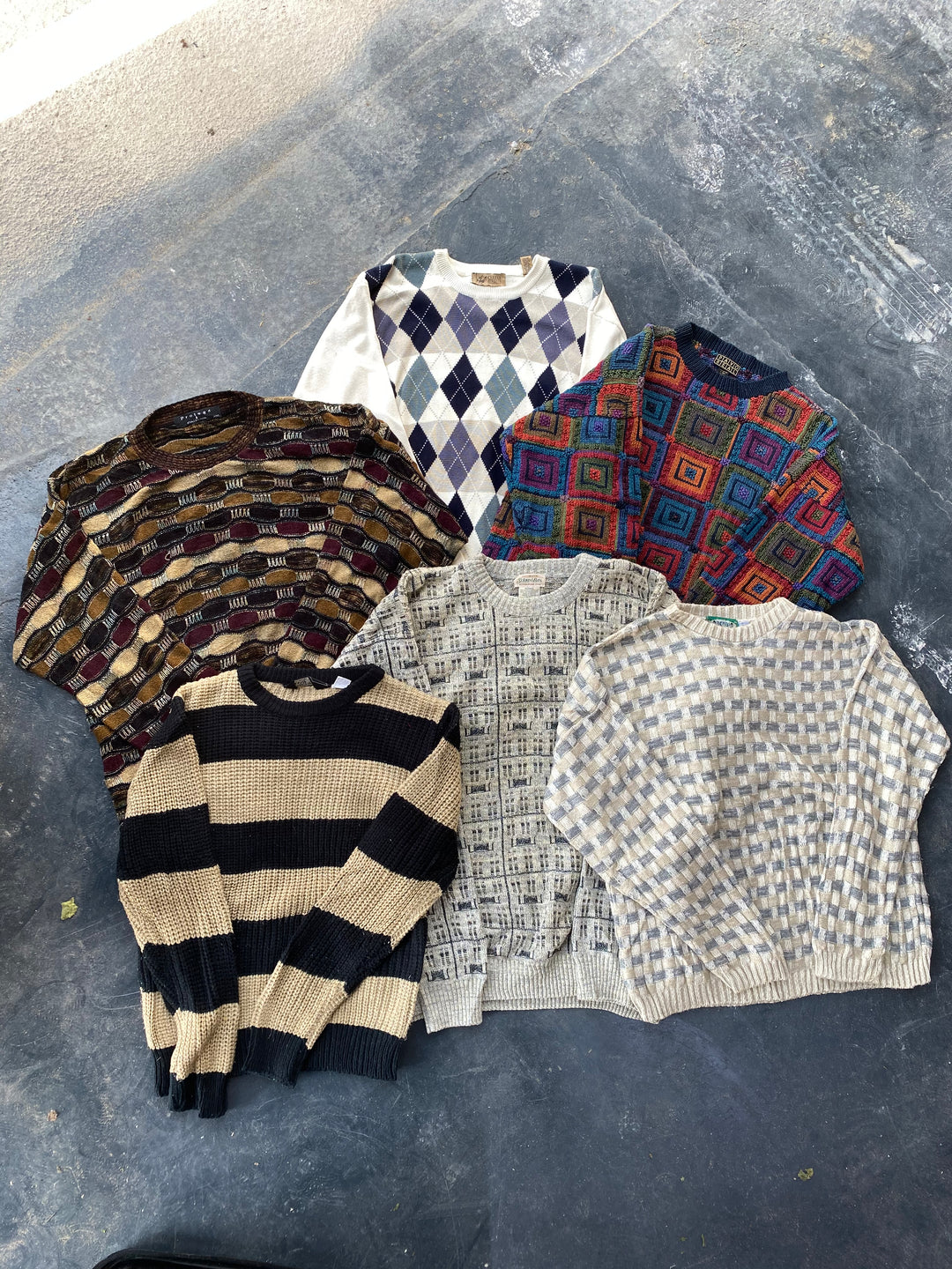 Unopened 45.5kg Bale of 80's Pattern Style Knit Jumpers