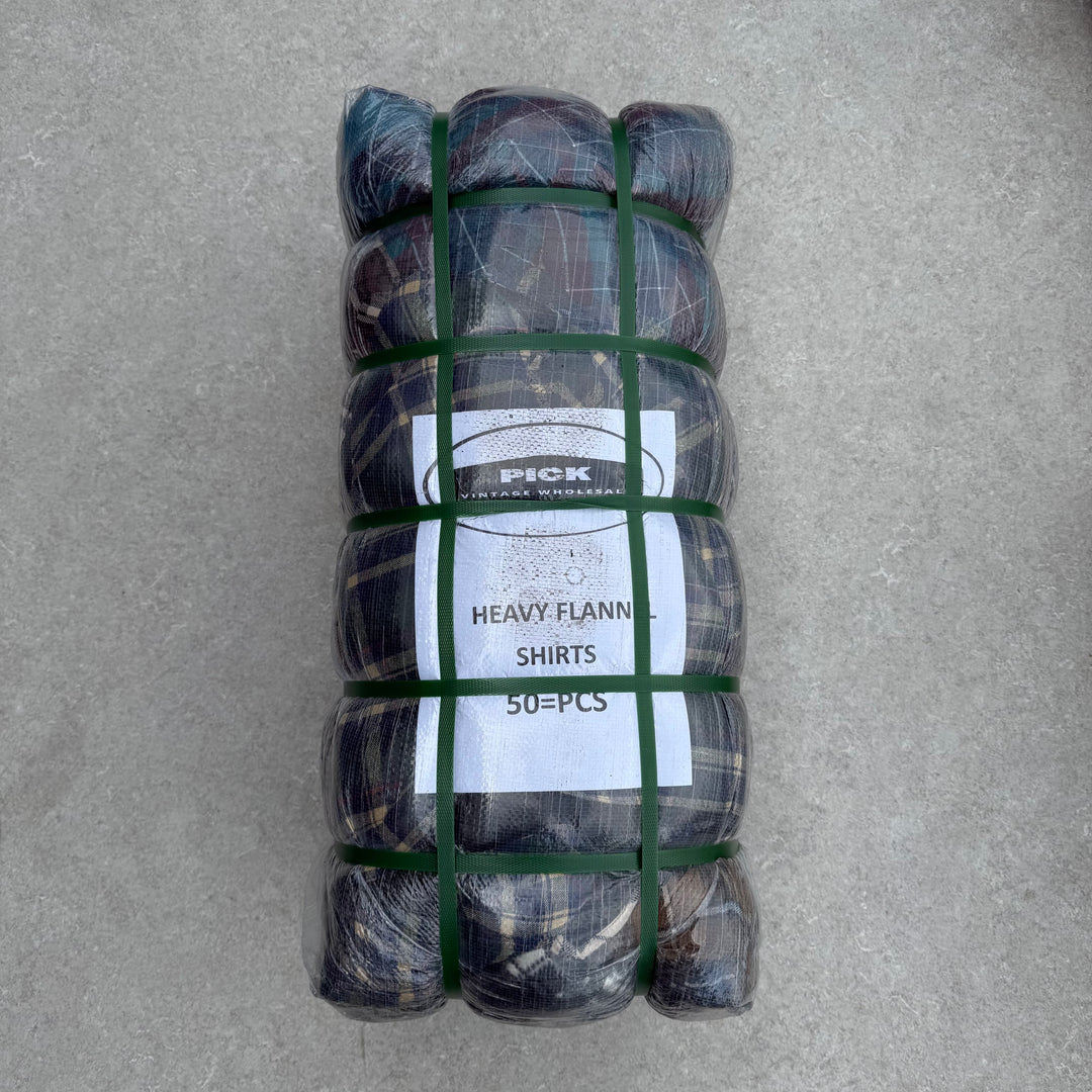 Unopened Bale of Heavy Flannel Shirts - 50pcs