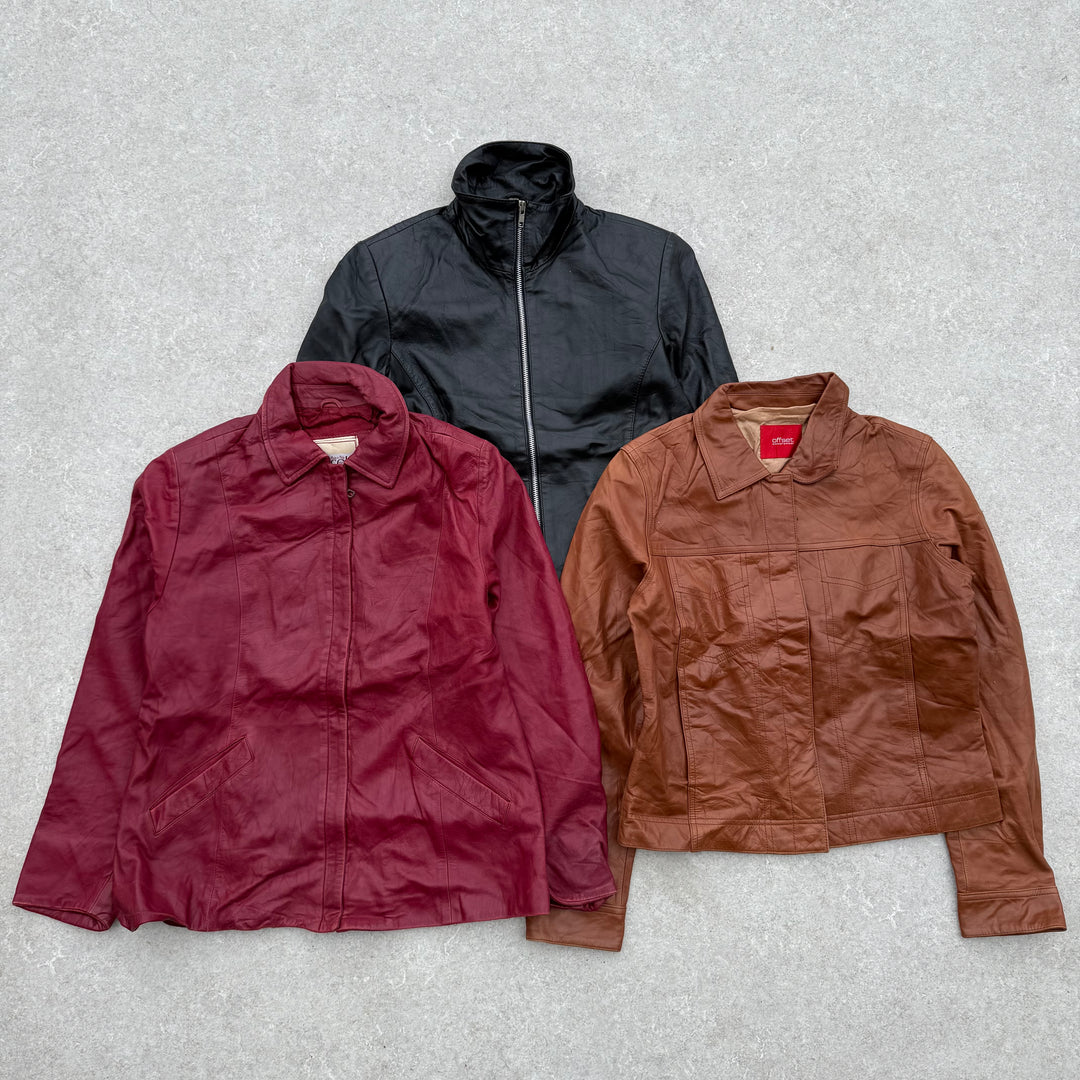 10 x Y2K Zip Front Leather Jackets