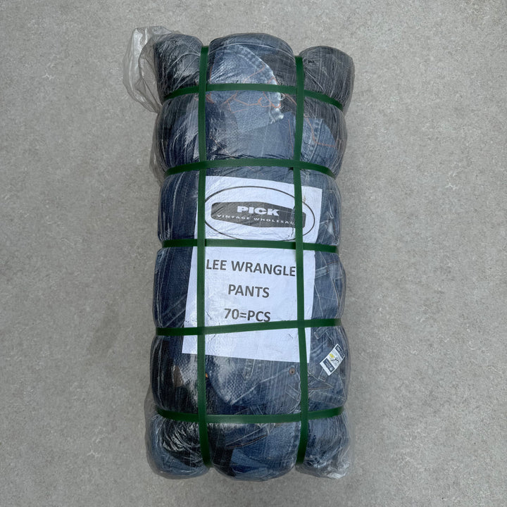 Unopened Bale of 70 Lee and Wrangler Jeans