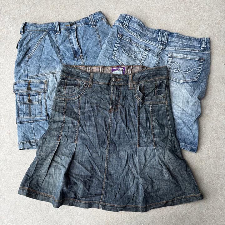 Unopened Bale of Y2K Mid Denim Skirts