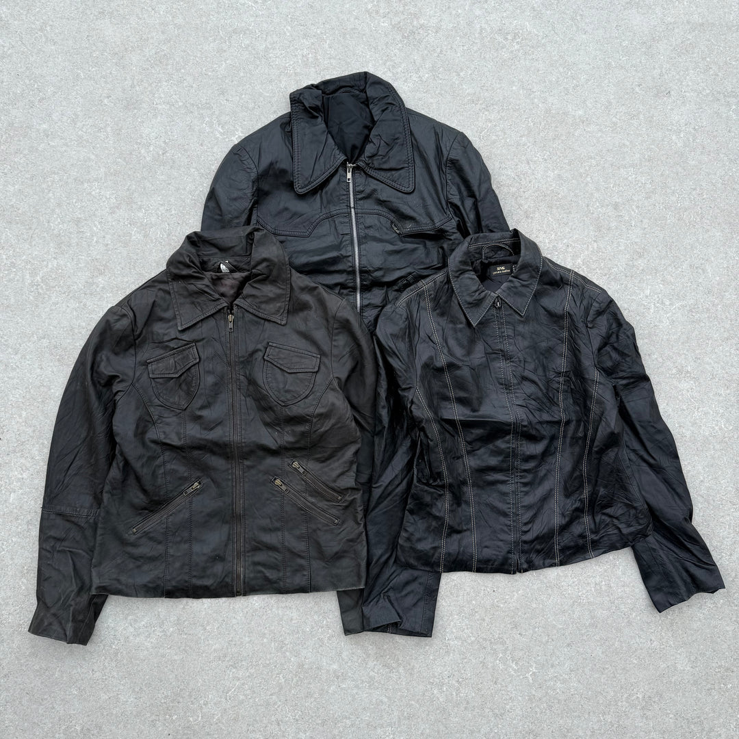10 x Y2K Zip Front Leather Jackets