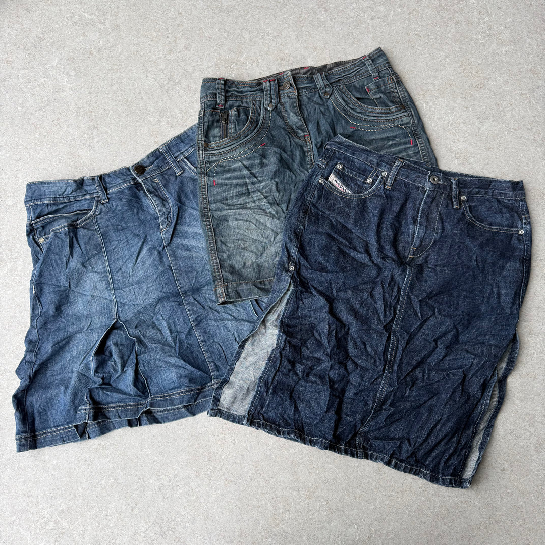 Unopened Bale of Y2K Mid Denim Skirts