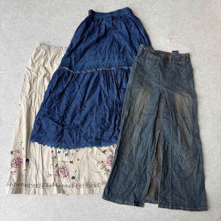 Unopened Bale of Long Denim Skirts