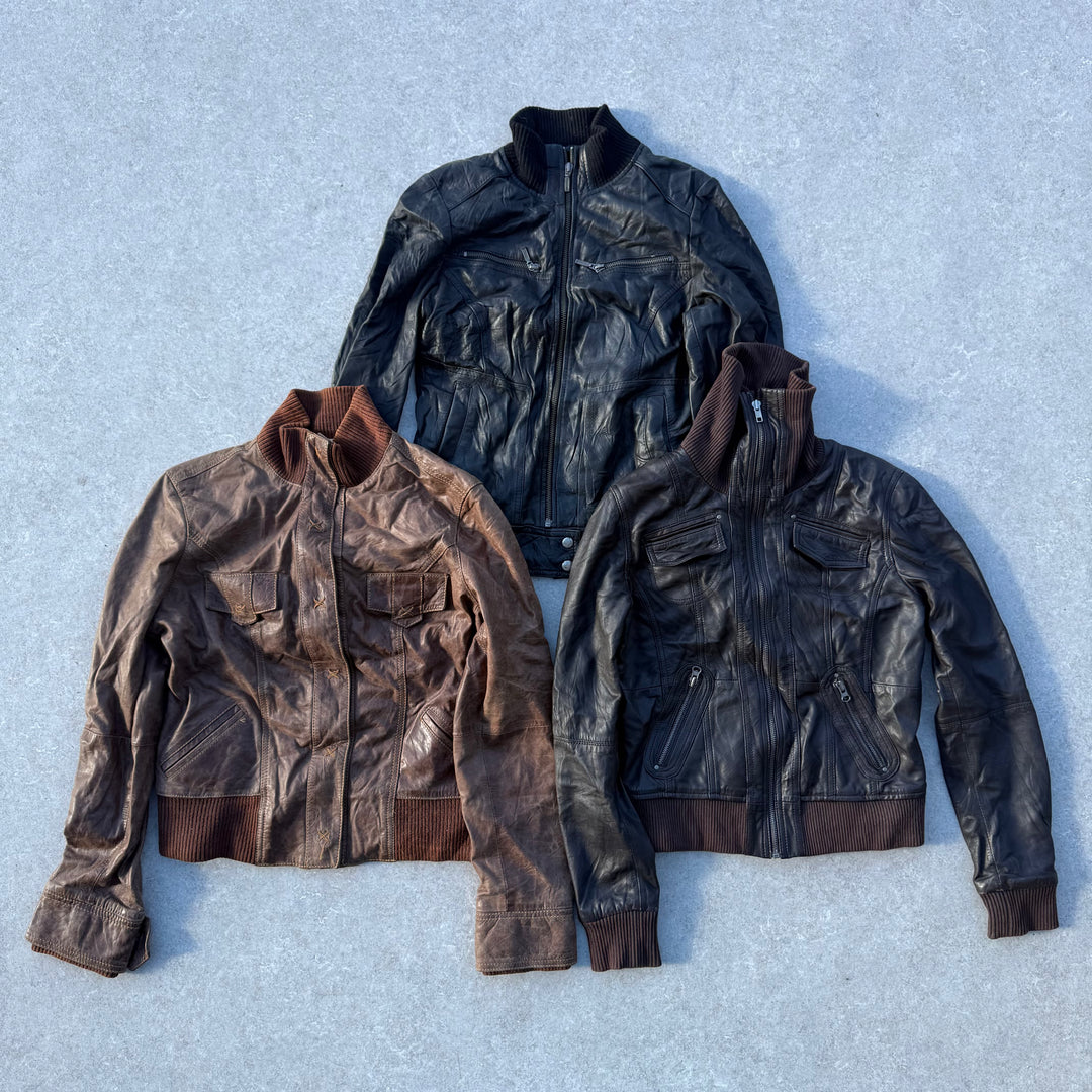 10 x Y2K Leather Bomber Jackets