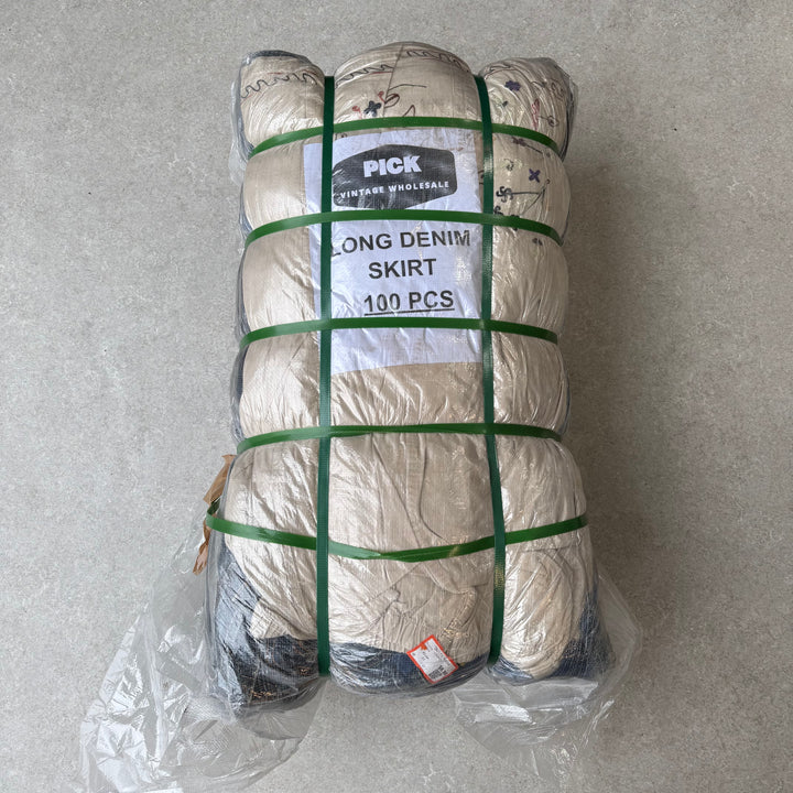 Unopened Bale of Long Denim Skirts