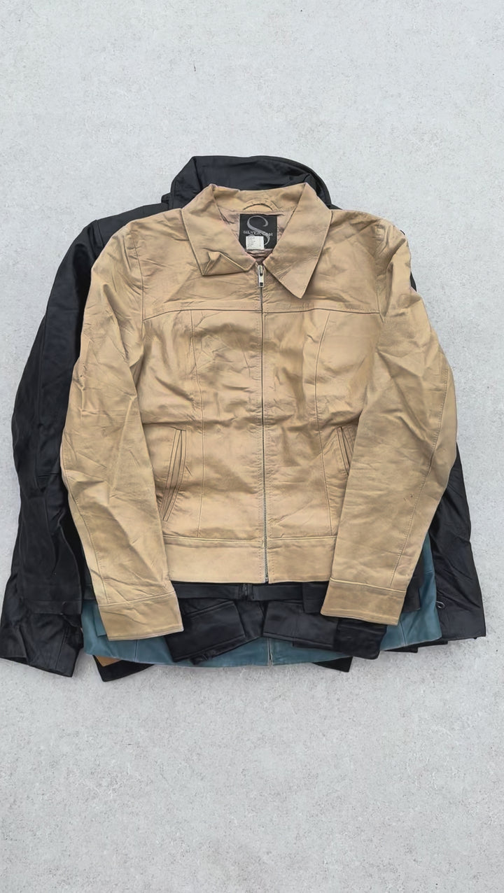 10 x Y2K Zip Front Leather Jackets