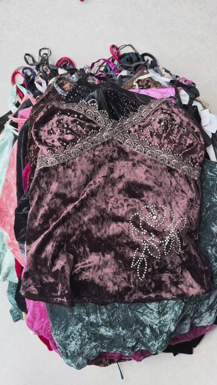 10 x Velvet Cami Tops/Slips